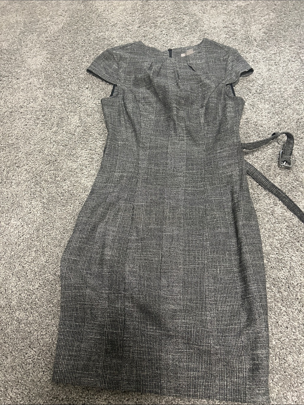 H&M Gray Tweed Midi Sheath Dress